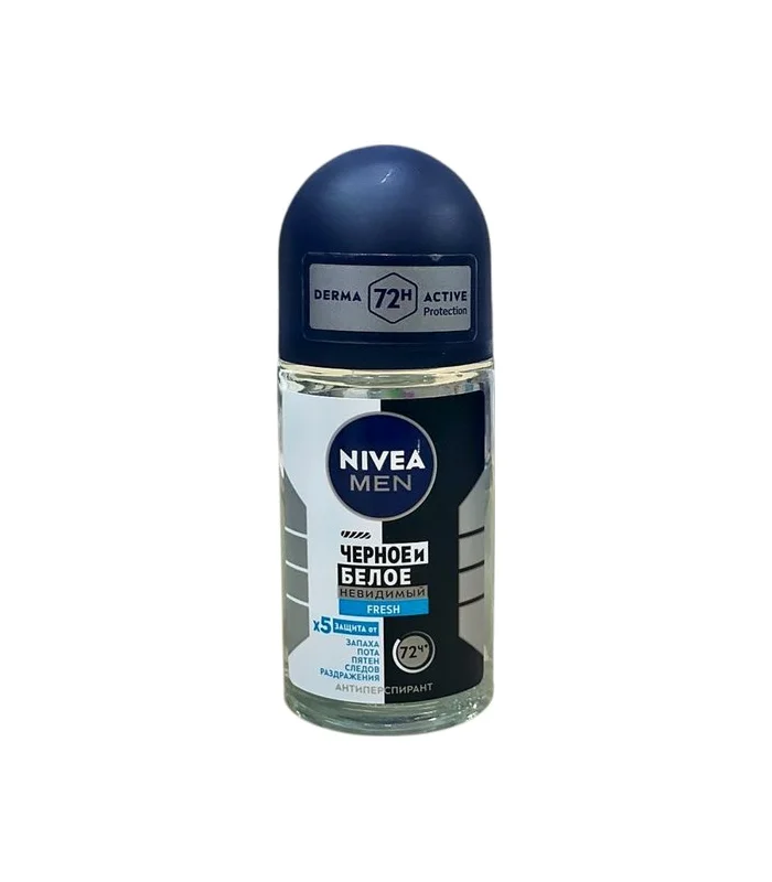 Nivea man antiperspirant ağ və qara iz buraxmayan "fresh" 50 ml diyircəkli (8422)