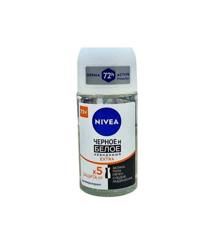 Nivea women antiperspirant ağ və qara iz buraxmayan "extra" diyircəkli 50 ml (0053)