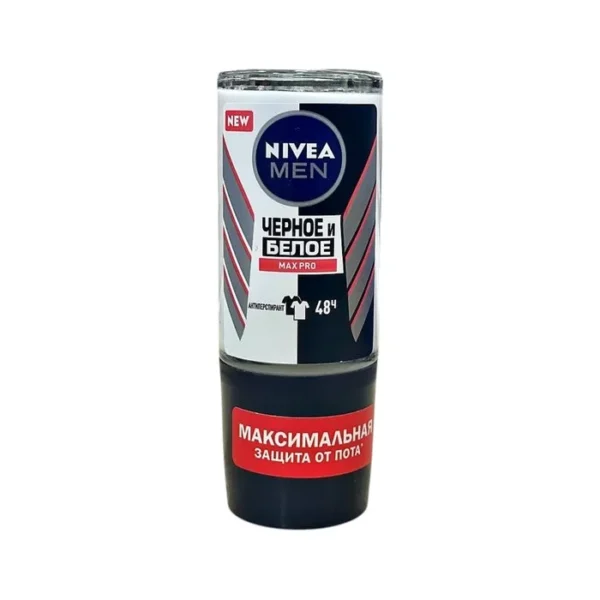 Nivea men antiperspirant ağ və qara  "max pro" diyircəkli 50 ml (0845)