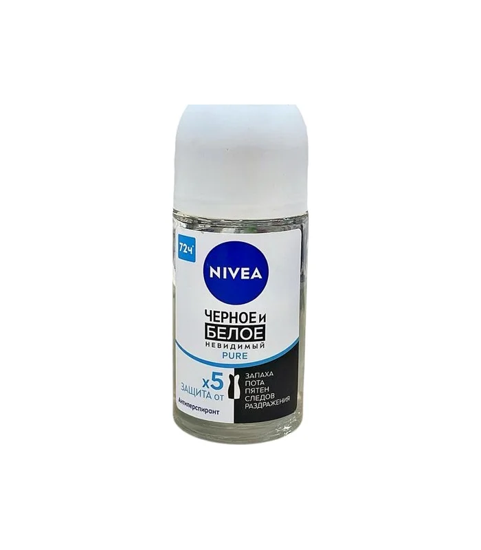 Nivea women antiperspirant ağ və qara iz buraxmaya "pure" diyircəkli 50 ml (4519)